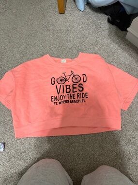 coral cropped fl shirt